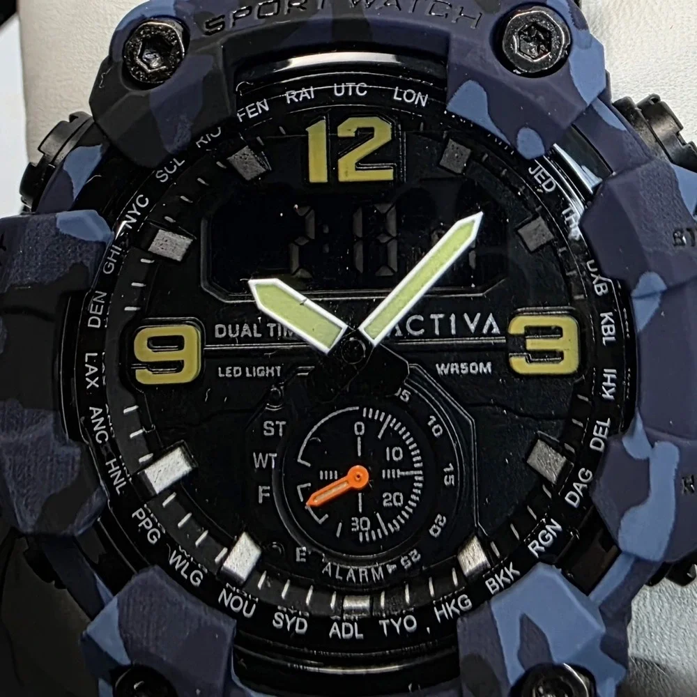 NEW Activa X Invicta BlackOps Digital Men's Watch 56mm, Camouflage Blue #1087